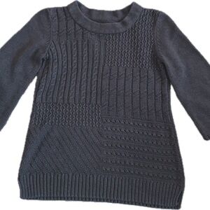 Karen Scott Gray Crew Neck Sweater with Textured Knit Patterns